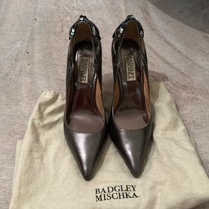 Badgley Mischka silver stilettos